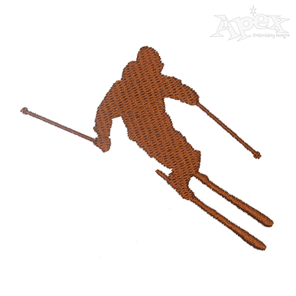 600x600 Skiing Silhouette Embroidery Design