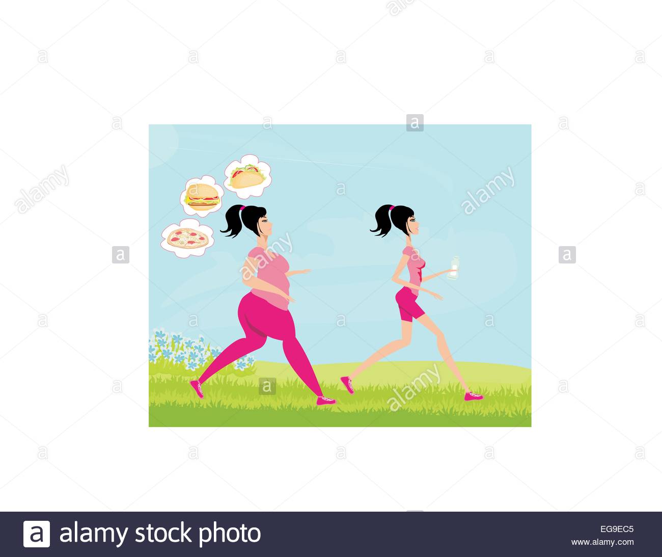 1300x1093 Young Woman Jogging,fat Girl Dreams Of Unhealthy Eating, Skinny