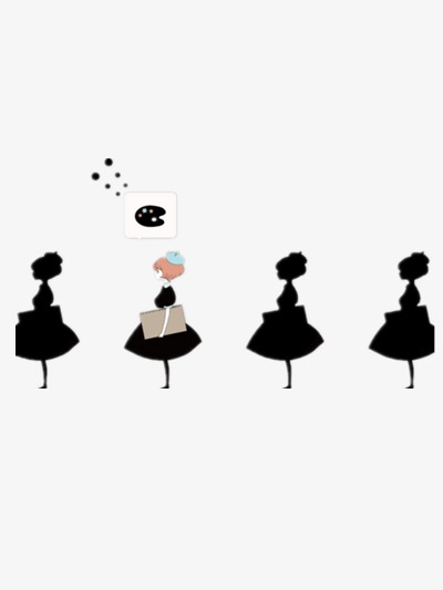 400x533 Creative Black Silhouettes, Girl, Black, Skirt Png Image
