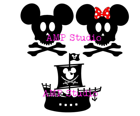 570x475 Disney Skull And Crossbones Pirate Mickey Mouse Minnie Mouse