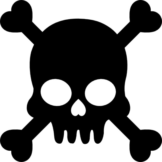 626x626 Human Skull With Crossed Bones Silhouette Icons Free Download