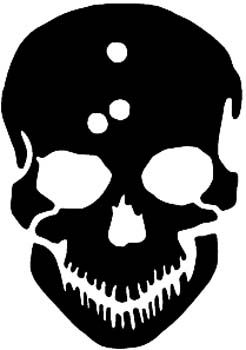 246x350 Skull Silhouette With Bullet Holes In Head Vinyl Decal Customized