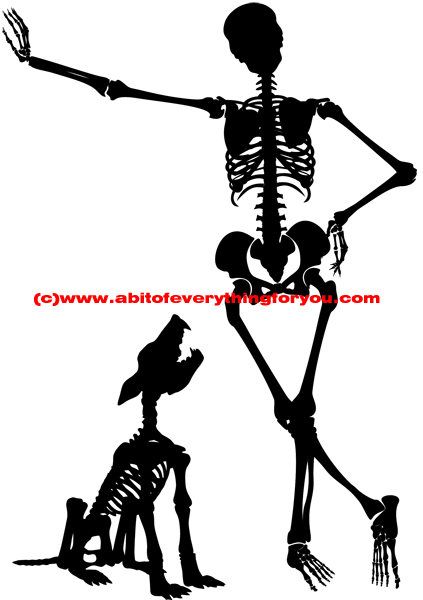 423x600 Man And Dog Skeleton Skull Silhouette Printable Art Clipart Png