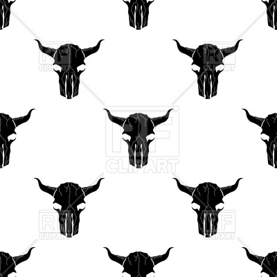 400x400 Bull Skull Silhouette Seamless Pattern Royalty Free Vector Clip