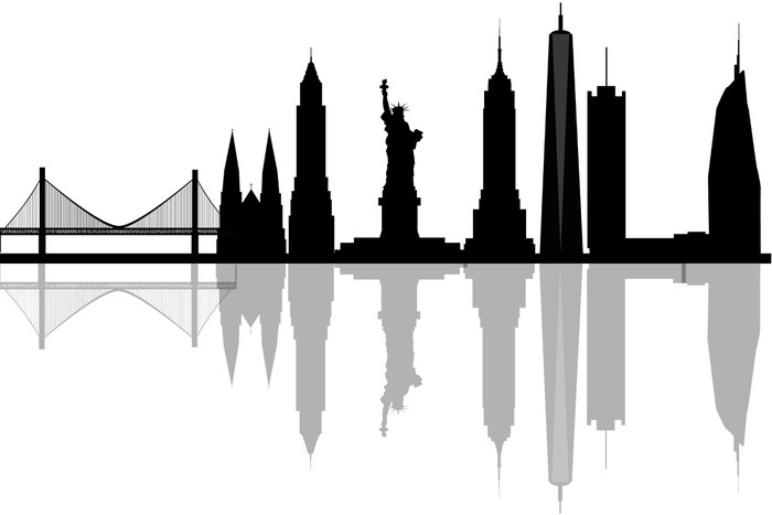 700x467 Modern Silhouette Skyline Of New York. Wall Mural We