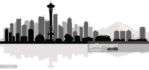 601x285 Seattle City Skyline Silhouette Background Premium Clipart