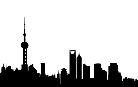 450x286 Cartoon Shanghai Skyline. Cartoon Skyline Silhouette Of Clipart