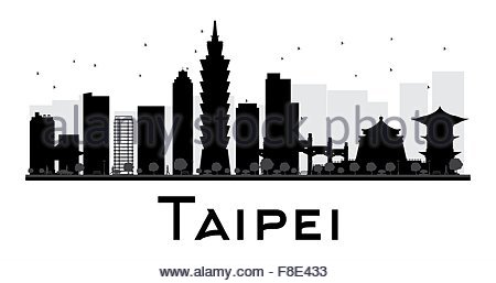 450x257 Taipei City Skyline Black And White Silhouette With Reflections