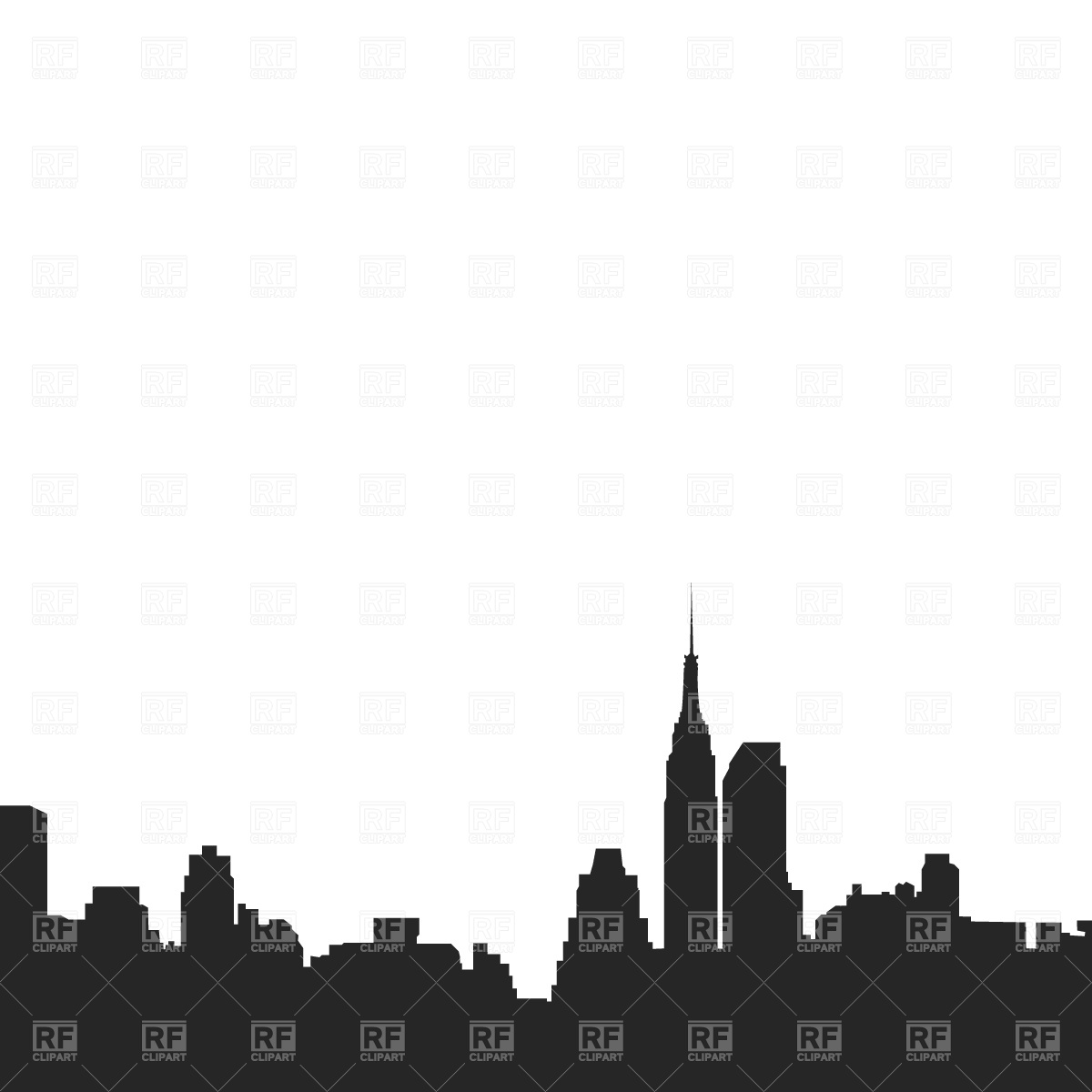 1200x1200 New York Downtown Silhouette Royalty Free Vector Clip Art Image