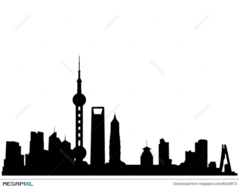 800x630 Shanghai Skyline Silhouette Illustration 8424873