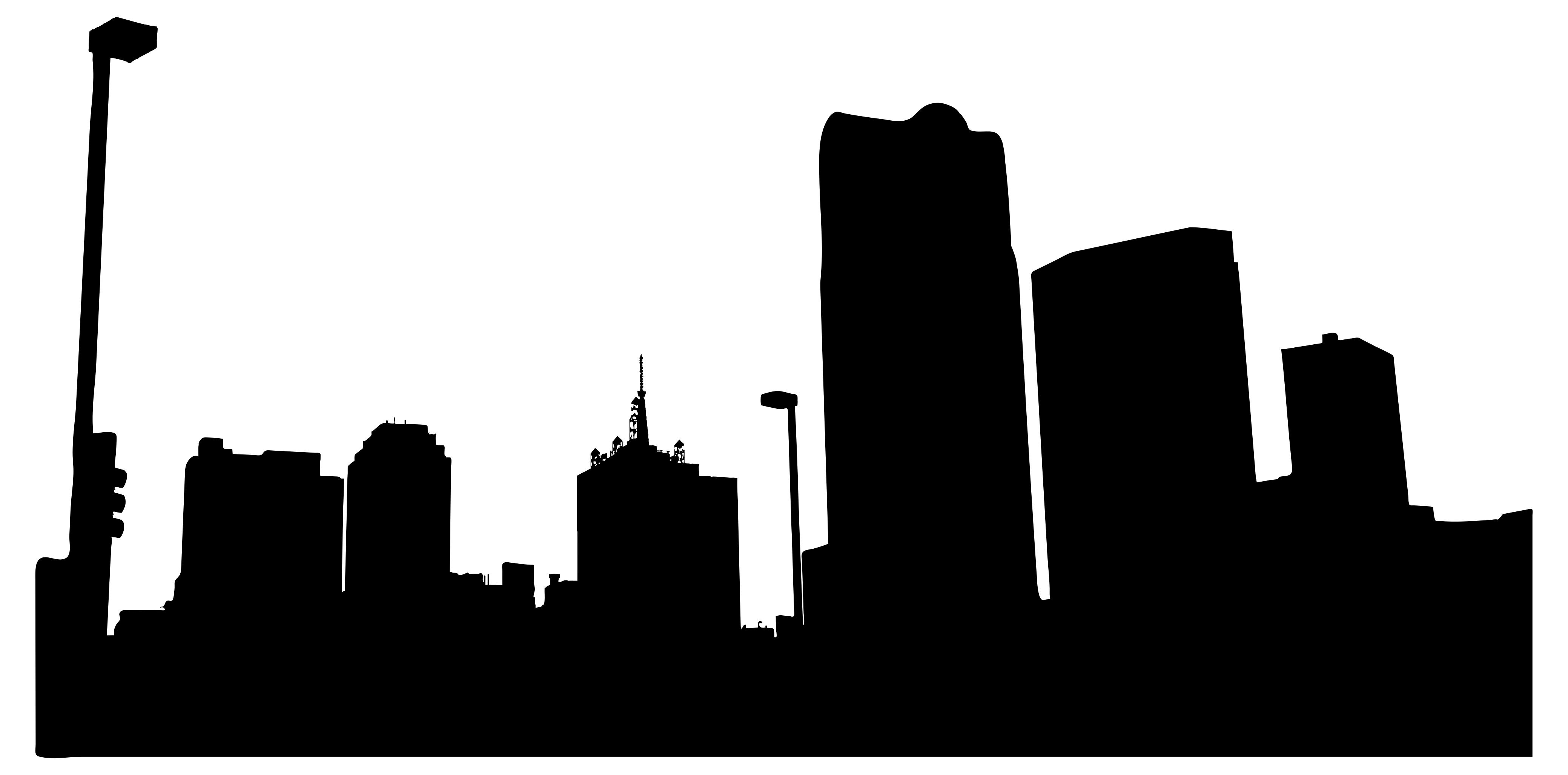 4157x2055 Urban City Silhouette Clipart