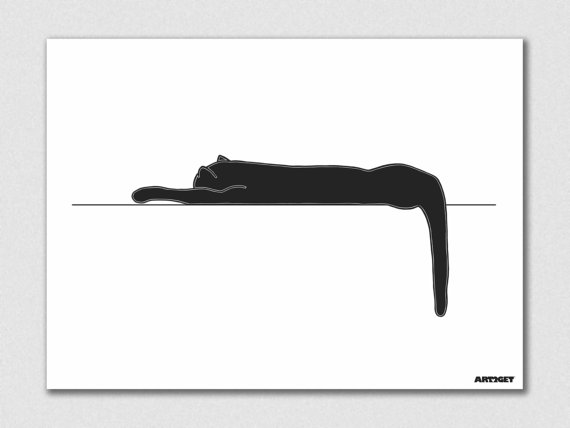 570x428 Items Similar To Sleeping Cat Silhouette Printed On High Quality