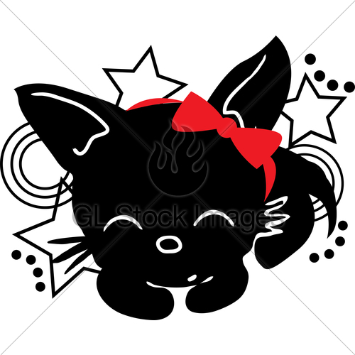 500x500 Sleeping Cat Silhouette With Bow Gl Stock Images