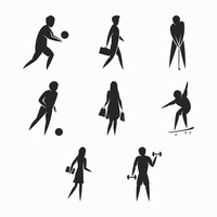 200x200 Shape Shapes Silhouette Silhouettes Cutout Cut Out People Human