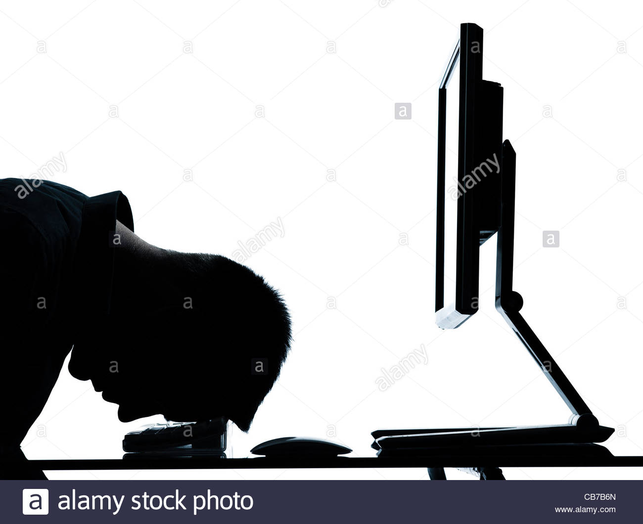 1300x1061 One Business Man Computer Computing Sleeping Tired Portrait Stock