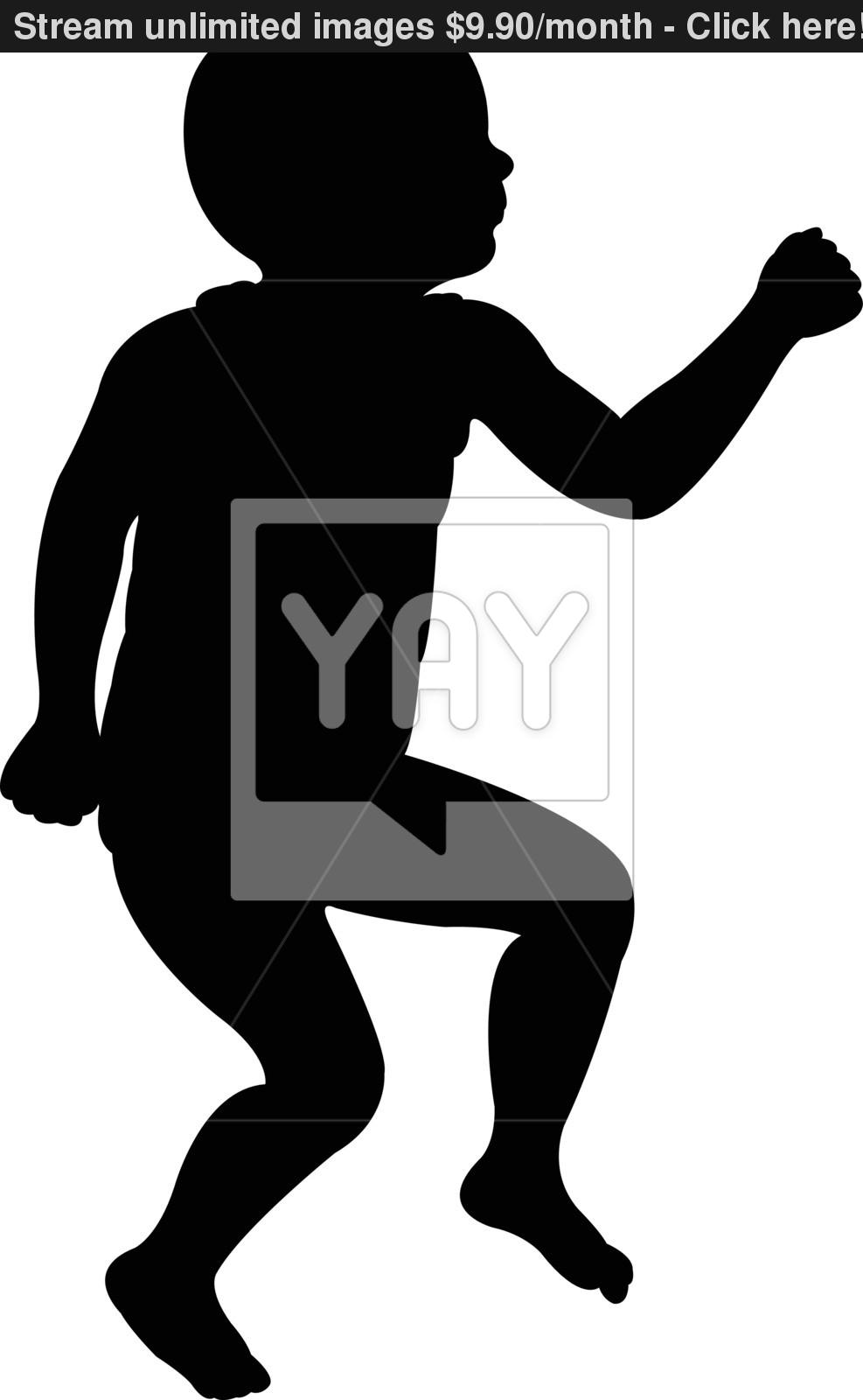 987x1600 Two And A Half Years Old Baby Boy Sleeping, Silhouette Vector