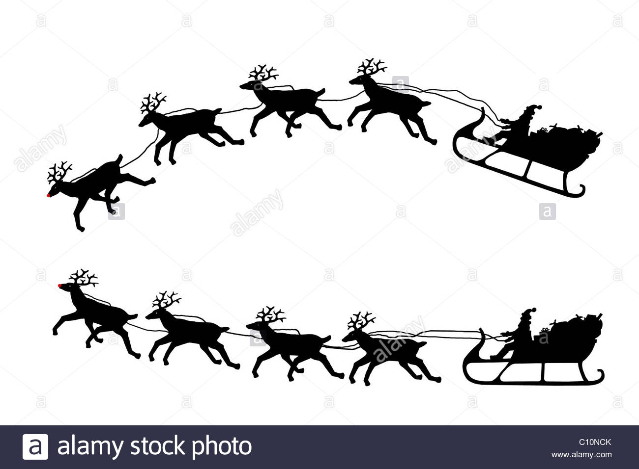 1300x956 Santa On A Sleigh With His Reindeer Stock Photo, Royalty Free