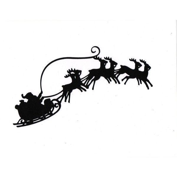 600x600 Large Santa Sleigh Reindeer Silhouette Die Cut For Scrapbooking