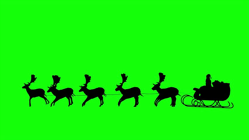 852x480 Santa Riding In Sleigh Silhouette. Alpha Is Included Stock Footage