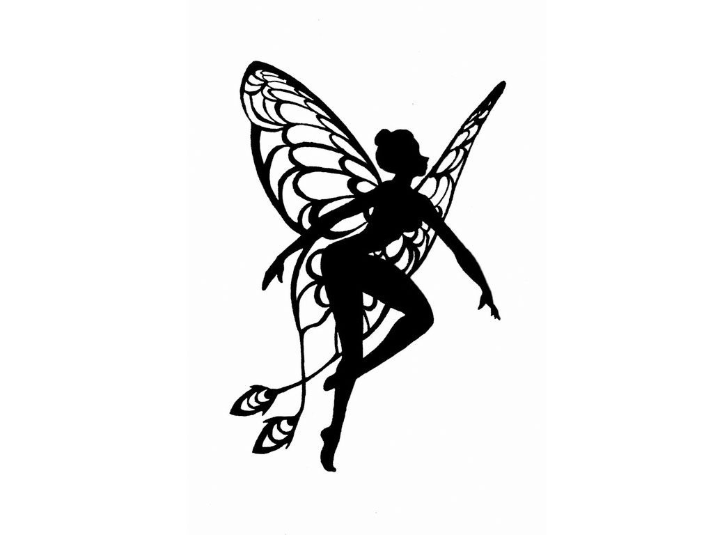 1024x768 Silhouette Small Fairy Tattoo Stencil