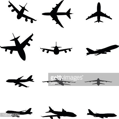 416x414 Airplane Silhouette Premium Clipart