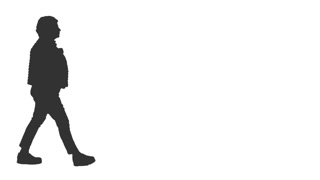 320x180 Silhouette Of A Little Boy Walks Forward And Backward. Side View