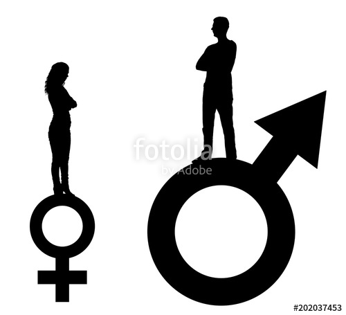 500x455 Vector Silhouette Of A Big Man And A Small Woman Standing