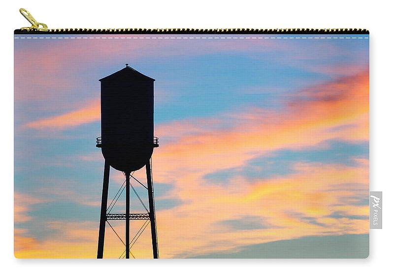 800x570 Silhouette Of Small Town Water Tower Carry All Pouch For Sale By