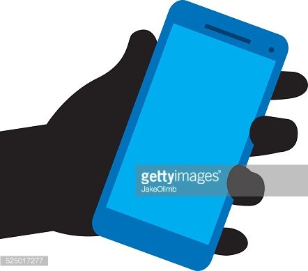 442x389 Hand Holding Smartphone Silhouette Premium Clipart