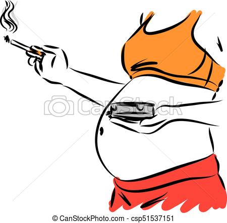 450x442 Pregnant Woman Smoking Concept Vector Illustration Clipart Vector