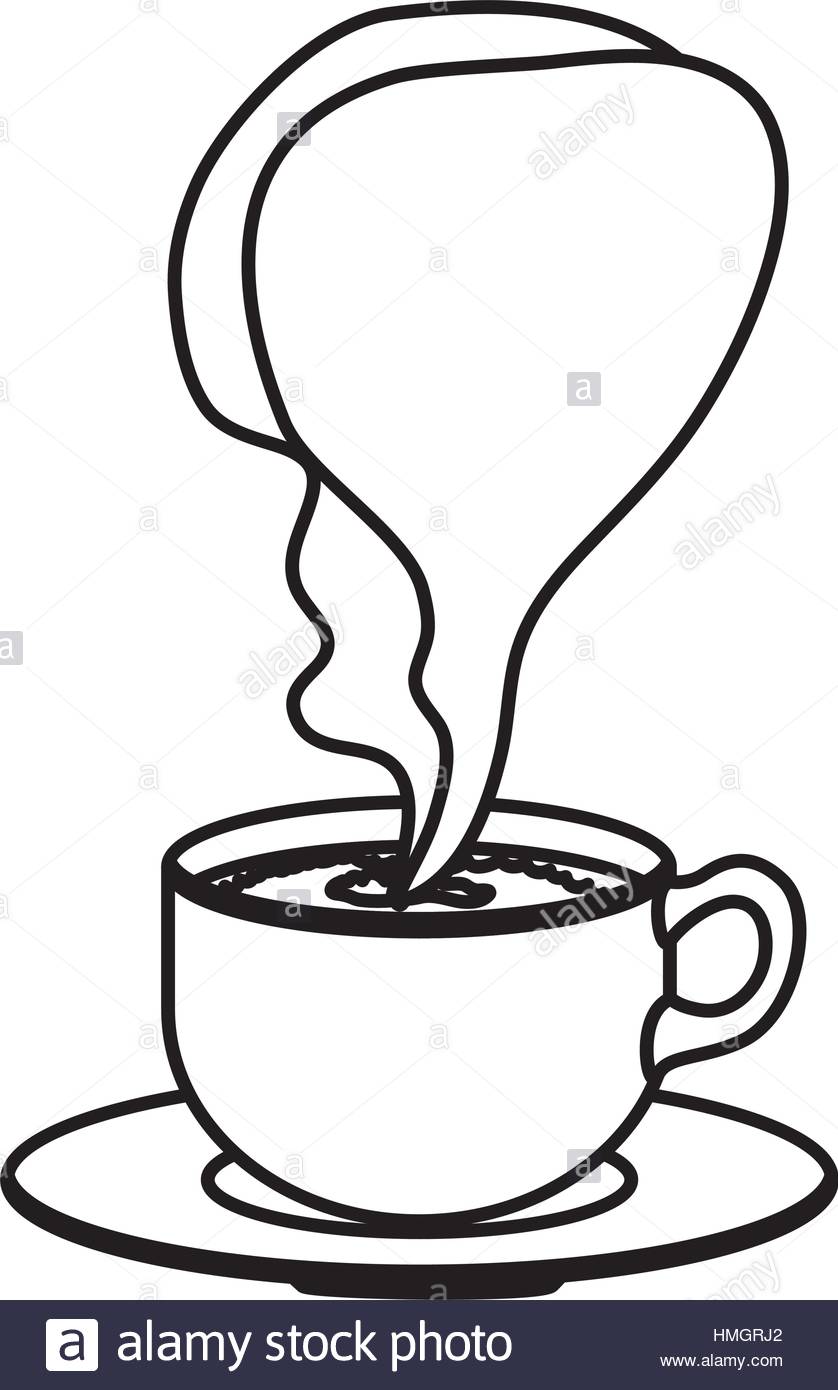 838x1390 Silhouette Cup Coffee With Smoke Arom Vector Illustration Stock