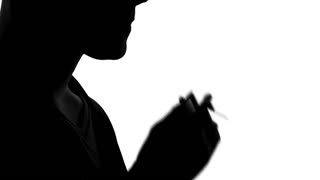 320x180 Smoking Male Coughing And Throwing Away Cigarette, Bad Habit