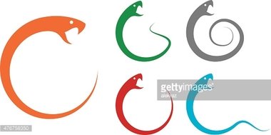380x189 Vector Illustration Of Snake, Silhouette, Logo, Icon Stock Vectors