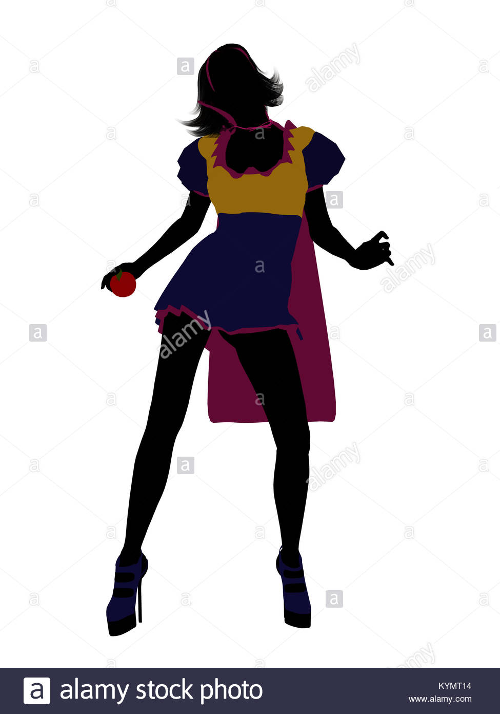 975x1390 Snow White Illustration Silhouette On A White Background Stock