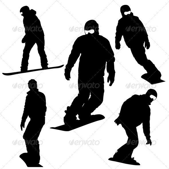590x590 Snowboard Silhouette Set Silhouettes