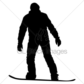 325x325 Black Silhouettes Snowboarders On White Background Illust Gl