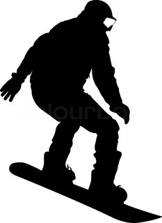 233x320 Black Silhouette Snowboarder On White Background. Vector