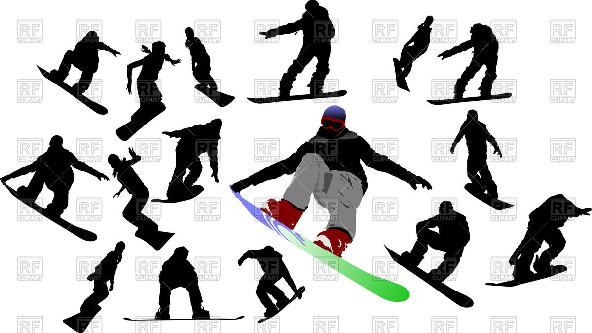1200x674 Silhouettes Of Snowboarders Royalty Free Vector Clip Art Image