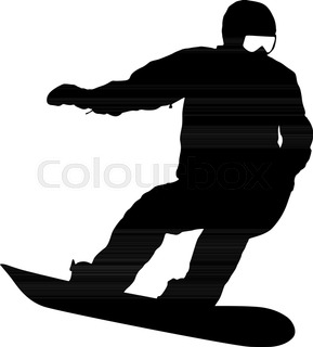 289x320 Black Silhouette Snowboarder On White Background. Vector