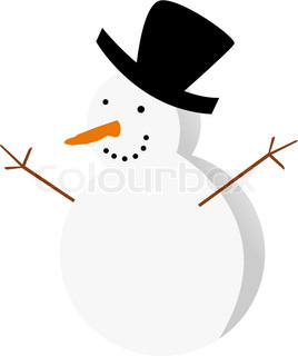 268x320 Vector Cartoon, Snowmen Boy In A Cap And Scarf, Contours Stock