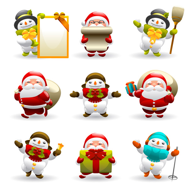 600x599 Cute Santa Claus And Snowman Vector Free Vector 4vector