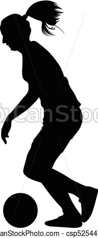 194x470 Soccer Women Silhouette. Girl Player Vector Clip Art Vector