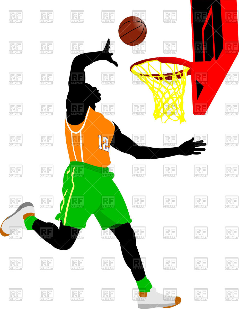929x1200 Silhouette Of Basketball Player Scores A Goal Royalty Free Vector