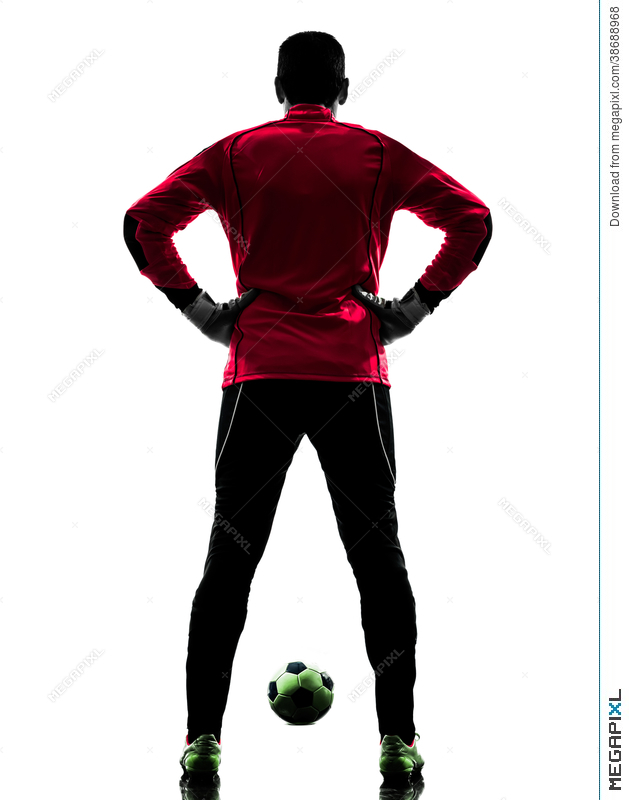 629x800 Soccer Player Goalkeeper Man Rear View Silhouette Stock Photo