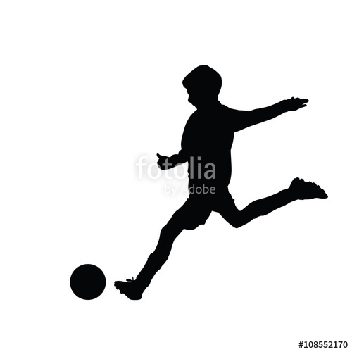 500x500 Young Soccer Player Kicking A Ball, Isolated Vector Silhouette F