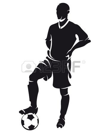 360x450 Vector Football (Soccer) Player Standing Silhouette With Ball