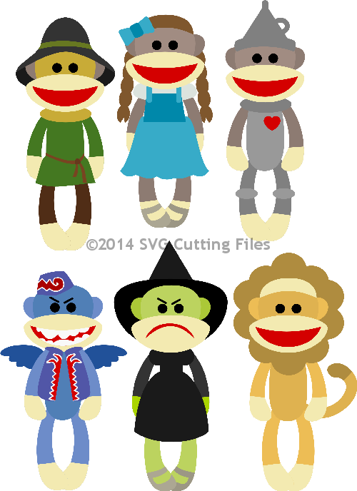 500x688 Sock Monkey Oz Set Silhouette Cameo Monkey, Svg