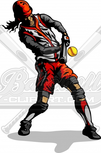 392x590 Softball Hitter Clipart Vector Clipart Image