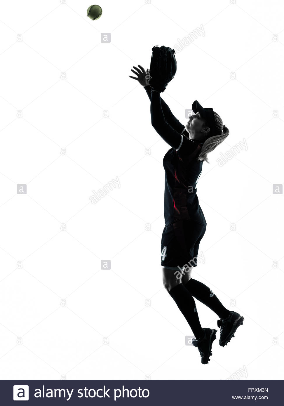 973x1390 One Woman Playing Softball Players In Silhouette Isolated On White