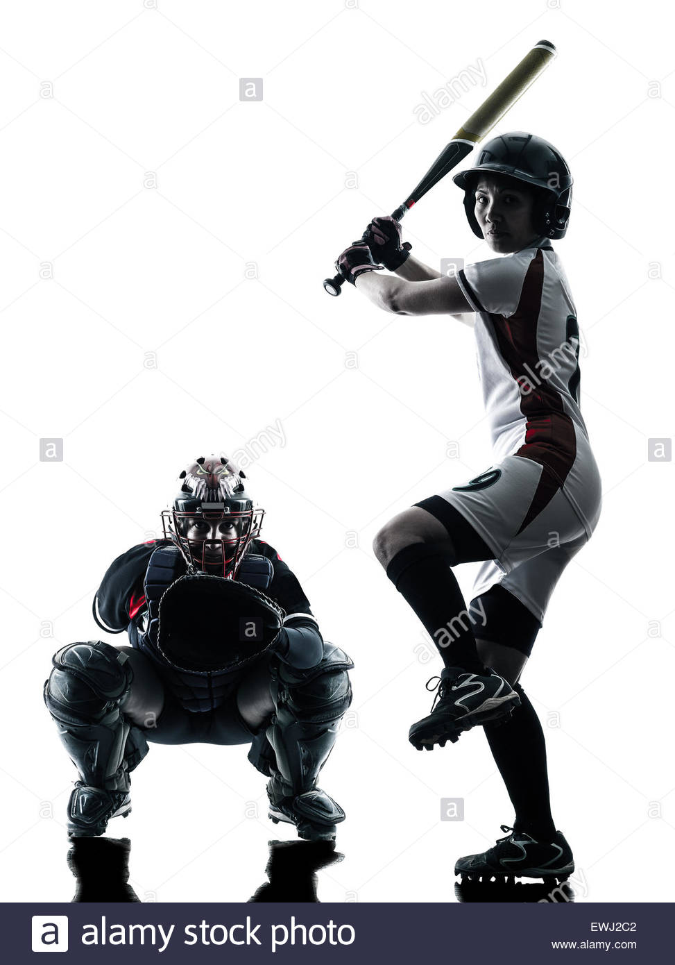 973x1390 Women Playing Softball Players In Silhouette Isolated On White